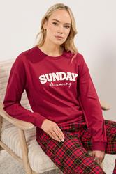 LTS Tall Red 'Sunday Dreaming' Slogan Lounge Top | Long Tall Sally 3