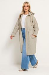 YOURS Plus Size Natural Brown Lightweight Longline Parka Jacket | Yours Clothing 1