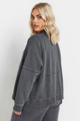 YOURS Plus Size Grey Acid Wash Oversized Sweat Bomber Jacket | Yours Clothing 2