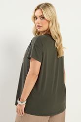 YOURS Plus Size Khaki Green 'Free Spirit' Butterfly Embellished T-Shirt | Yours Clothing 2