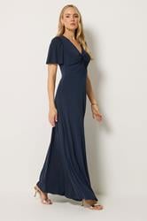 LTS Tall Women's Navy Blue Twist Front Maxi Dress | Long Tall Sally 3