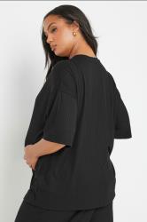 BUMP IT UP MATERNITY Plus Size Black Premium Ribbed Top | Yours Clothing 2