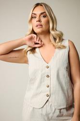 YOURS Plus Size White Pinstripe Denim Waistcoat | Yours Clothing 5