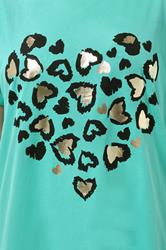 YOURS Plus Size Green Leopard Heart T-Shirt | Yours Clothing 5