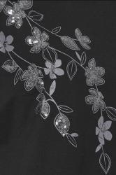 YOURS Plus Size Black Floral Oversized Sequin Top | Yours Clothing 6