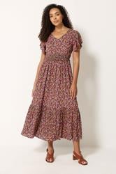 M&Co Pink Ditsy Floral Shirred Waist Maxi Dress | M&Co 3
