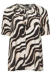 EVANS Plus Size Black Zebra Tie Neck Top | Evans 6