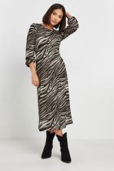 PixieGirl Petite Women's Brown Zebra Print Long Sleeve Midi Dress | PixieGirl 3