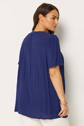 YOURS Plus Size Navy Blue Button Through Blouse | Yours Clothing 2