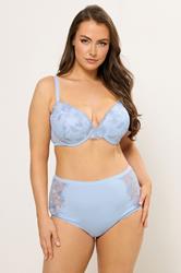 YOURS Curve Light Blue Floral Embroidered Full Briefs | Yours Clothing 1