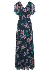 LTS Tall Navy Blue Floral Mesh Wrap Maxi Dress