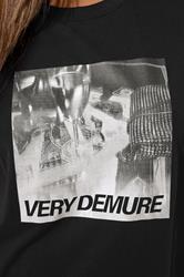 LIMITED COLLECTION Plus Size Black Sequin 'Very Demure' Graphic T-Shirt Dress | Yours Clothing 4