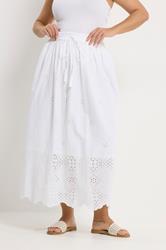 YOURS Plus Size White Broderie Anglaise Maxi Skirt | Yours Clothing 2