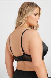YOURS Plus Size Black Lace Strap Detail Satin Underwired Bra | Yours Clothing 2