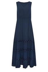 M&Co Navy Blue Sleeveless Tiered Maxi Dress