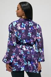 YOURS LONDON Plus Size Blue Floral Wrap Top | Yours Clothing 2