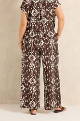 EVANS Plus Size Chocolate Brown Abstract Trousers | Evans 2