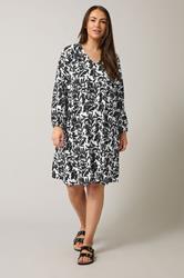 EVANS Plus Size Black Floral Print Crinkle Midi Dress | Evans 2