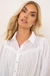 YOURS Plus Size White Embroidered Shirt | Yours Clothing 2