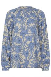 LTS Tall Cream & Blue Placket Raglan Blouse
