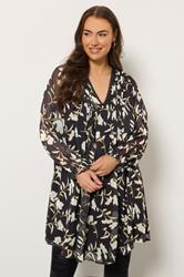 EVANS Plus Size Black Floral Pintuck Stud Detail Blouse | EVans  3