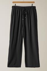 EVANS Curve Black Elasticated Waist Wide Leg Trousers