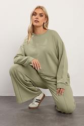 YOURS Plus Size Light Khaki Green Sweatshirt  | Yours Clothing 3