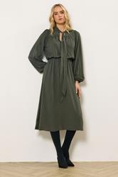 LTS Tall Green Acid Wash Tie Neck Midi Dress | Long Tall Sally 3