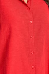 EVANS Plus Size Red Linen Shirt  | Yours Clothing 4