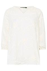 EVANS Plus Size Ivory White Floral Embroidered Cotton Blouse | Evans 6