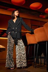 PixieGirl Petite Women's Brown Animal Sequin Wide Leg Trousers | PixieGirl 3