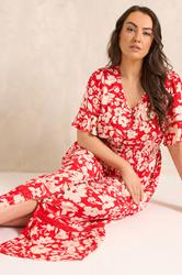 EVANS Plus Size Red Floral Button Front Maxi Dress| Evans  1