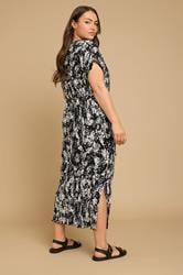 YOURS Plus Size Black Abstract Print Plisse Maxi Dress | Yours Clothing 4