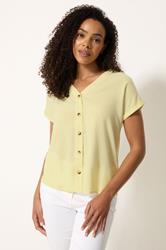 M&Co Lemon Yellow Button Front Blouse | M&Co 3
