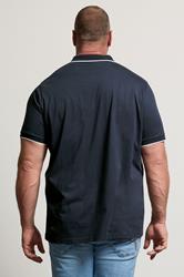 BadRhino Big & Tall Navy Blue Cut & Sew Tipped Polo Shirt | BadRhino 2