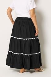 YOURS Plus Size Black Scallop Detail Maxi Skirt | Yours Clothing 2