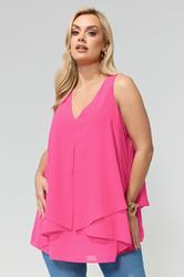 YOURS LONDON Plus Size Fuchsia Pink Layered Blouse | Yours Clothing 3