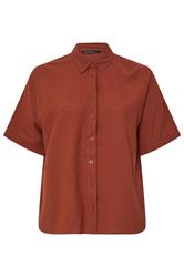 EVANS Curve Rust Orange Short Sleeve Cotton Shirt