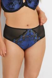 YOURS Plus Size Black & Blue Lace Detail Briefs | Yours Clothing  3