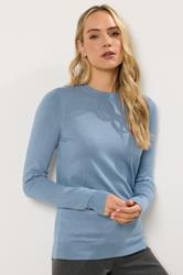 LTS Tall Denim Blue Knitted Crew Neck Jumper | Long Tall Sally 3