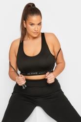 YOURS ACTIVE Plus Size Black Sports Bra | Yours Clothing  3