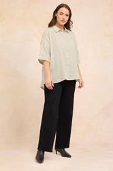 EVANS Plus Size Natural Brown Short Sleeve Cotton Shirt | Evans 1