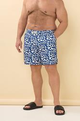 BadRhino Big & Tall Navy Blue Abstract Swim Shorts | BadRhino 1