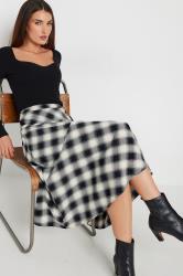 LTS Tall Black Check Print Tiered Midi Skirt | Long Tall Sally 3