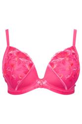 YOURS Plus Size Pink Floral Padded Plunge Bra | Yours Clothing  5
