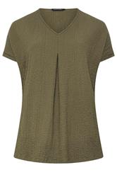 EVANS Curve Khaki Green Plisse Pleat Top