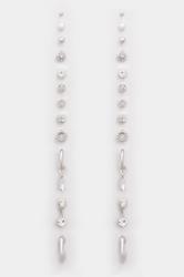 YOURSET 12 PACK Silver Tone Diamante Mixed Earring Set | Yours Clothing 3