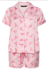 LIMITED COLLECTION Plus Size Set Pink Lobster Print Satin Pyjama | Yours Clothing 5