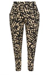 YOURS Curve Natural Brown Abstract Print Harem Trousers