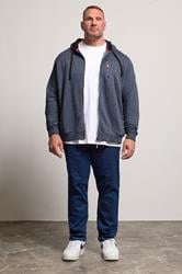 D555 Big & Tall Navy Blue Marl Zip Through Hoodie | BadRhino 2